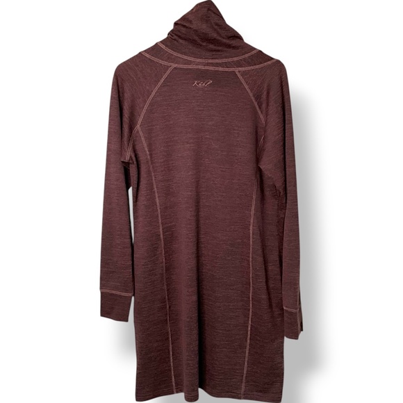 KUHL Léa'™ Dress Cowl Neck Hand Warmer Pockets Thumb Loops Heathered Brown Sz L - Picture 5 of 13